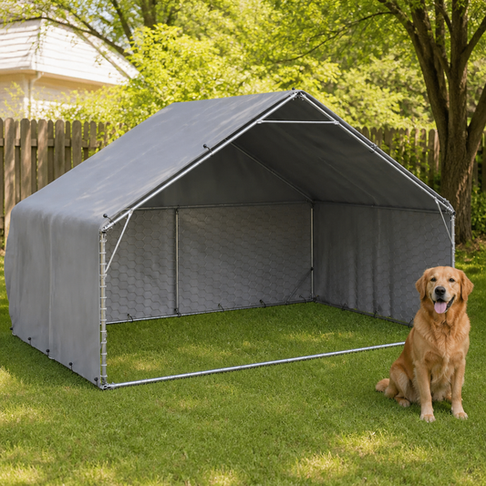 Outdoor-Hundezwinger mit Abdeckung, 3x2x1,9 m, aus verzinktem Stahl, vidaXL