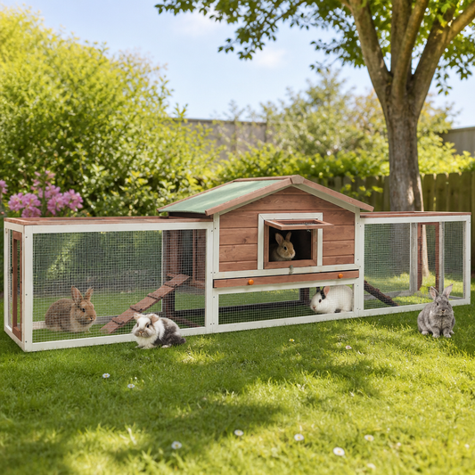 Kaninchenstall Mokka 310x70x87 cm aus Kiefer- und Tannen-Massivholz, vidaXL