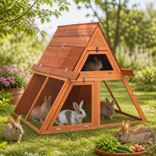 vidaXL Kaninchenstall 152x127x109,5 cm aus Massivholz Tanne, Kleintier-Lebensraum mit Drahtgitter