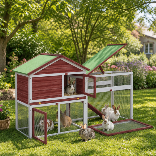 vidaXL Kaninchenstall Mokka aus Massivholz Kiefer, 185,5×60,5×109,5 cm, mit Auslaufgehege