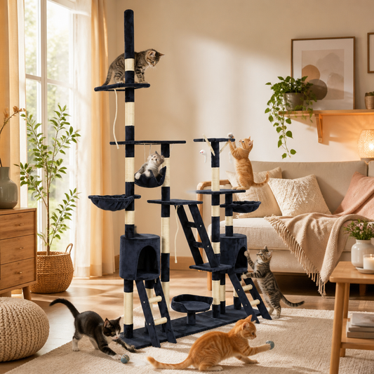 Katzen-Kratzbaum mit Sisal-Kratzsäulen 230 - 250 cm Blau