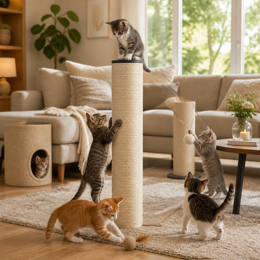 Katzen-Kratzbaum aus Sisal, 8x40 cm, Beige – vidaXL