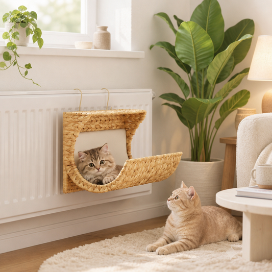 Katzenbett mit Kissen Wasserhyazinthe 37 x 20 x 20 cm