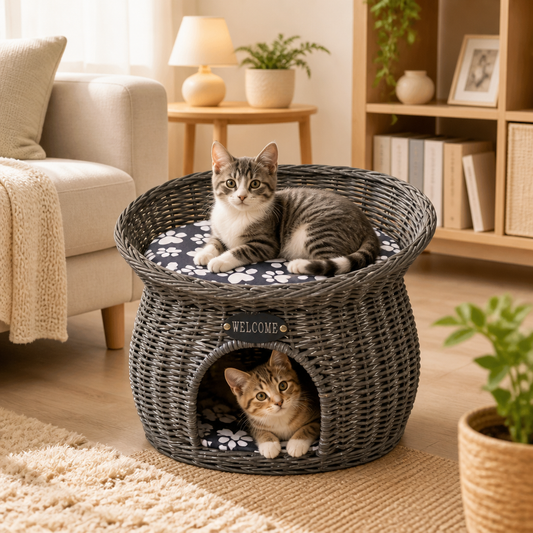 Kuschelhöhle für Katzen Haustiere mit Kissen Weide
