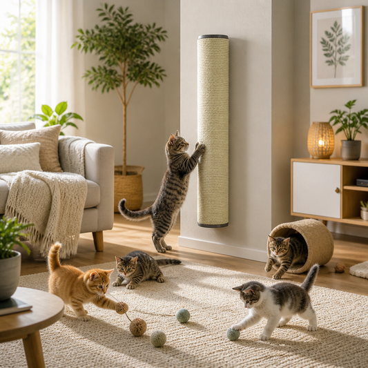 Katzen-Kratzbaum 8x50 cm beige, vidaXL Sisal-Kratzsäule