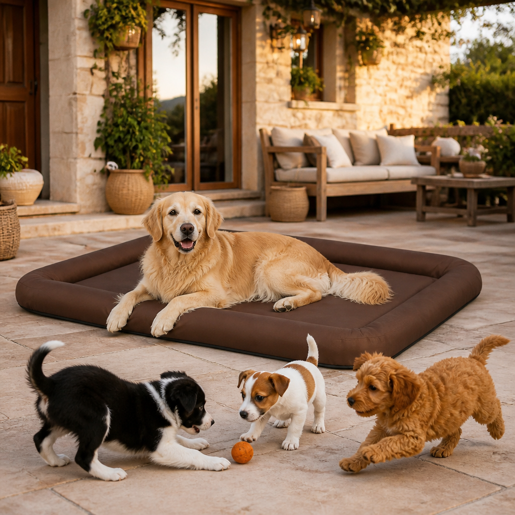 Hundebett Größe L Braun von vidaXL – rechteckiges braunes Hundebett mit gepolstertem Rand