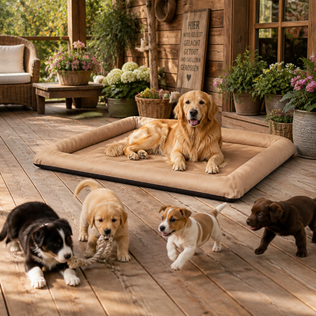 Hundebett XXL Beige aus weichem Stoff mit gepolstertem Rand von vidaXL