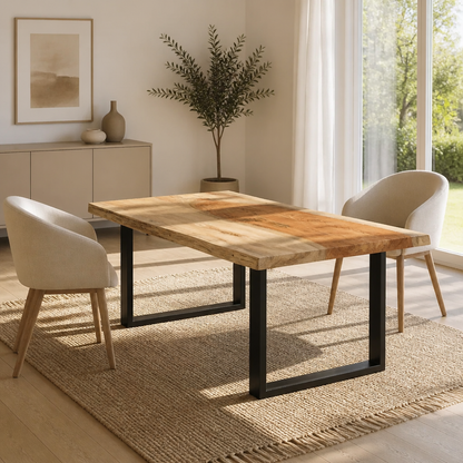 Tischplatte aus Akazie Massivholz, rechteckig 100x40x3,8 cm mit Baumkante