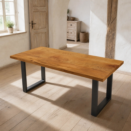 Tischplatte Mango Massivholz 90x30x3,8 cm, rechteckig, naturbraun
