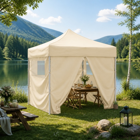 Party-Zelt 291 x 291 x 315 cm Creme Oxford-Stoff