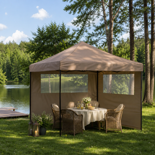Party-Zelt 292 x 292 x 315 cm Braun Oxford-Stoff
