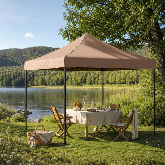 Party-Zelt 292 x 292 x 315 cm Braun Oxford-Stoff