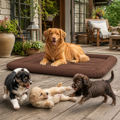 Hundebett XL Braun von vidaXL - rechteckiges Hundebett mit gepolstertem Rand