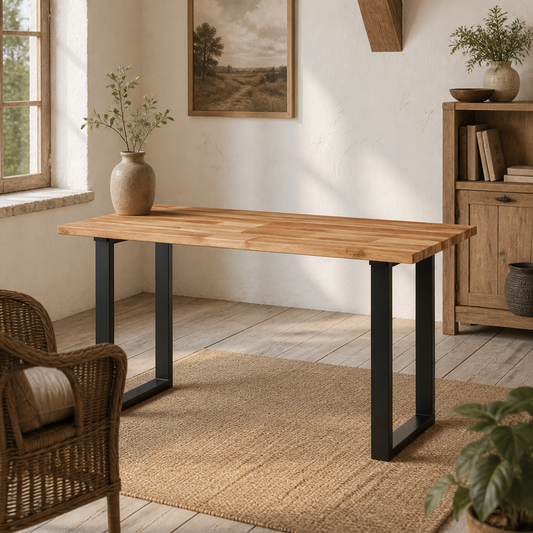 Tischplatte Rechteckig 140x50x2 cm aus Massivholz Akazie, helles Holz