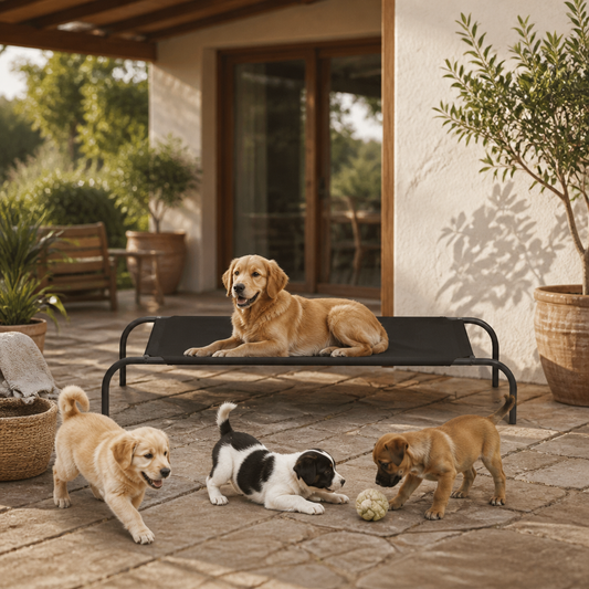 Hundebett Erhöht Schwarz 110x65x20 cm aus Oxford-Gewebe und Stahl vidaXL