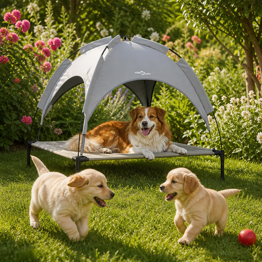 Hundebett vidaXL, Stahl Silber Grau, 90x81x80,5 cm