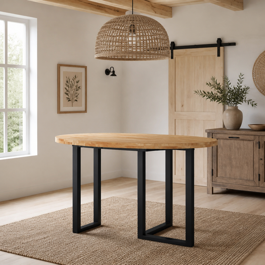 Tischplatte Rund Ø90x4 cm Massivholz Akazie, naturfarbene Oberfläche