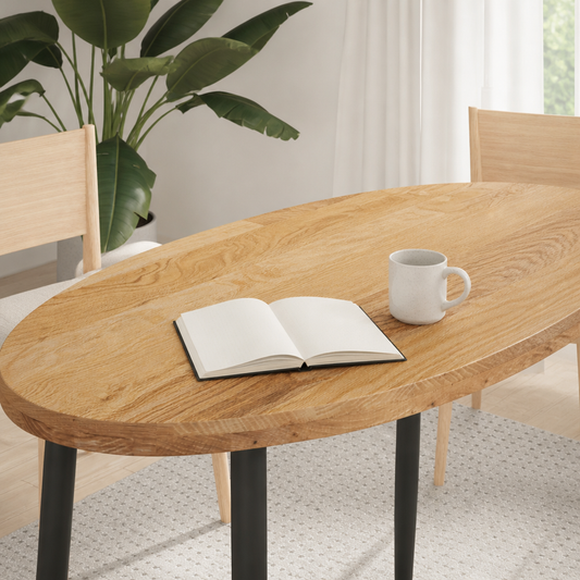 Tischplatte Hellbraun oval aus Massivholz Eiche, 120x60x4 cm vidaXL