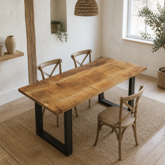 Tischplatte aus Mango-Massivholz, rechteckig, raues Finish, 100x20x3,8 cm