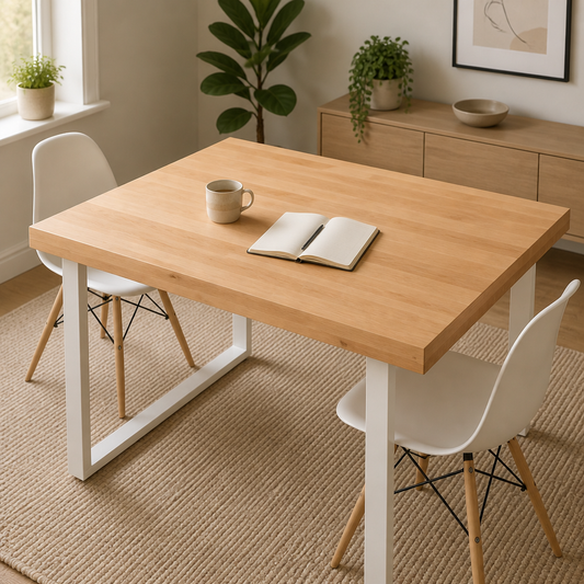 Tischplatte aus Massivholz Eiche, unbehandelt, 80x50x2-6 cm