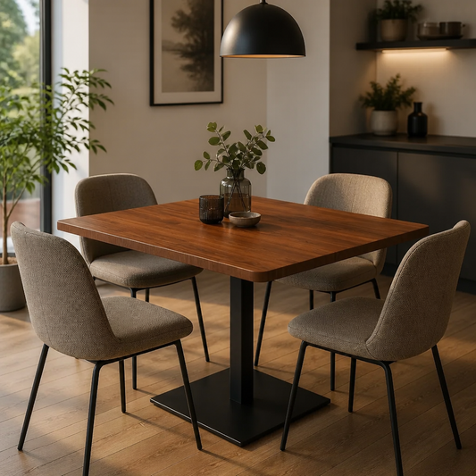 Tischplatte Quadratisch Dunkelbraun aus behandelter Eiche, 80x80 cm, 2,5 cm Stärke