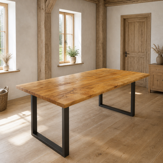 Tischplatte 100x50 cm, rechteckig, Massivholz Mango, warme Holzoptik