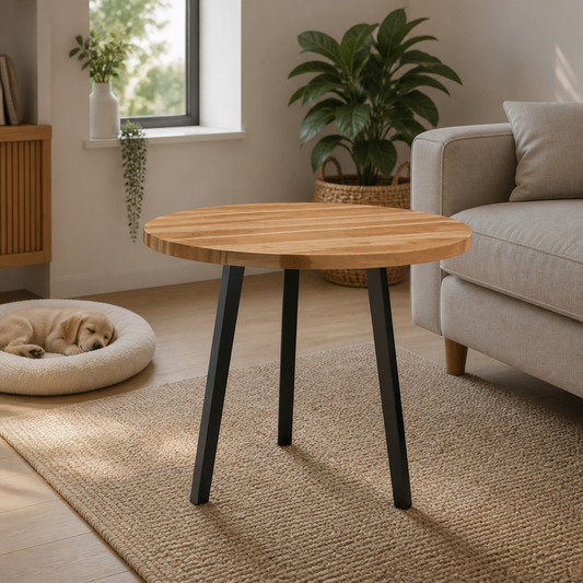 Tischplatte Rund Ø60x2 cm aus Massivholz Akazie, runde Akazienplatte