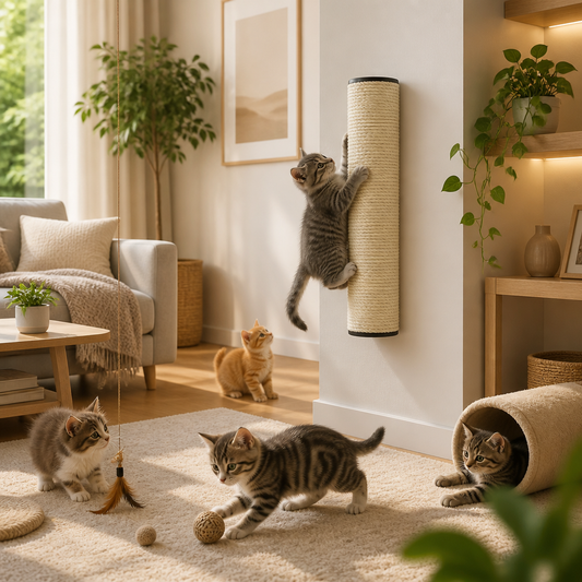 Katzen-Kratzbaum 8x30 cm Beige, sisalummantelter Kratzpfosten von vidaXL
