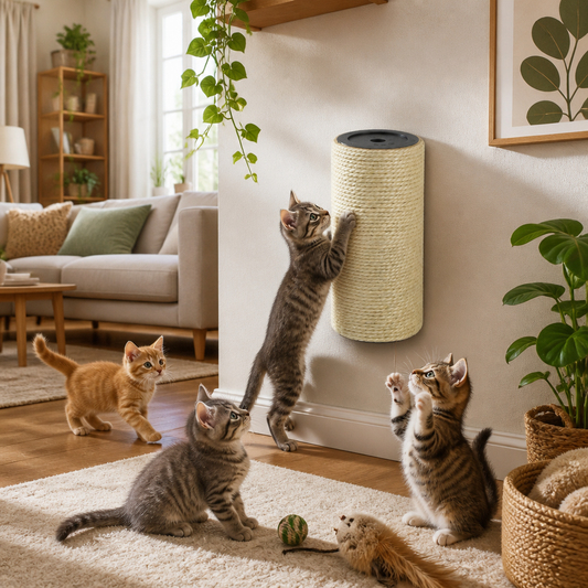 Katzen-Kratzbaum-Säule aus Sisal, Beige, 8x15 cm, 10 mm – vidaXL