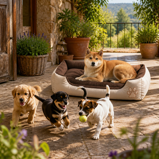 Warmes Hundebett M von vidaXL mit Polsterkissen, braun-beige